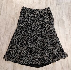 Y2K Retro Metallic Swirls Multicolor Career Midi Skirt by Jones Wear Size‎ 14